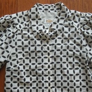 Talbots Black and White Patterned Blouse